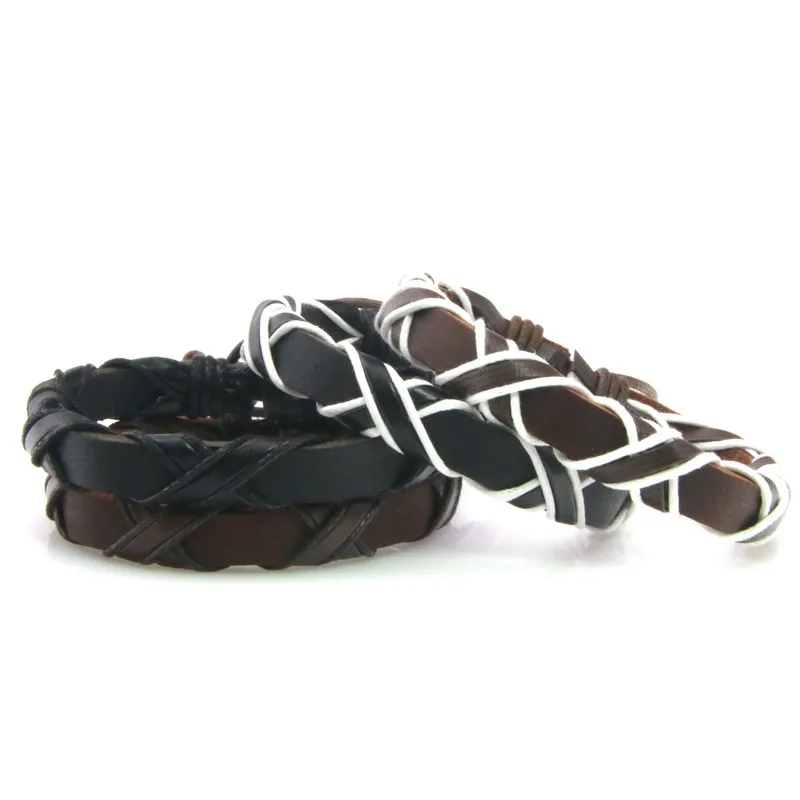 New Style! Men Charm Vintage Black Bracelet, 2018 Latest Popular Leather Bracelet, 18-26CM Adjustable Bracelet