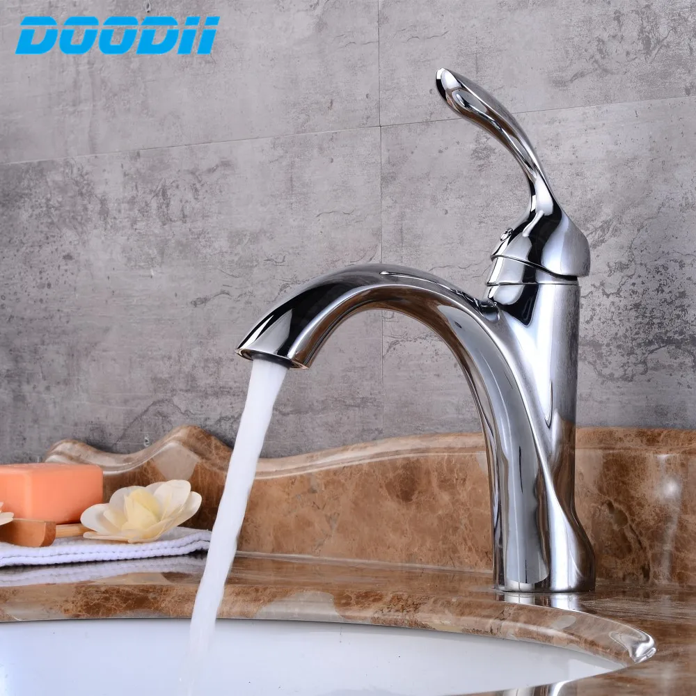 New bathroom Basin Faucet Chrome Faucet Brush Nickel Sink Mixer Tap Vanity Hot Cold Water Bathroom Faucets Torneiras DOODII