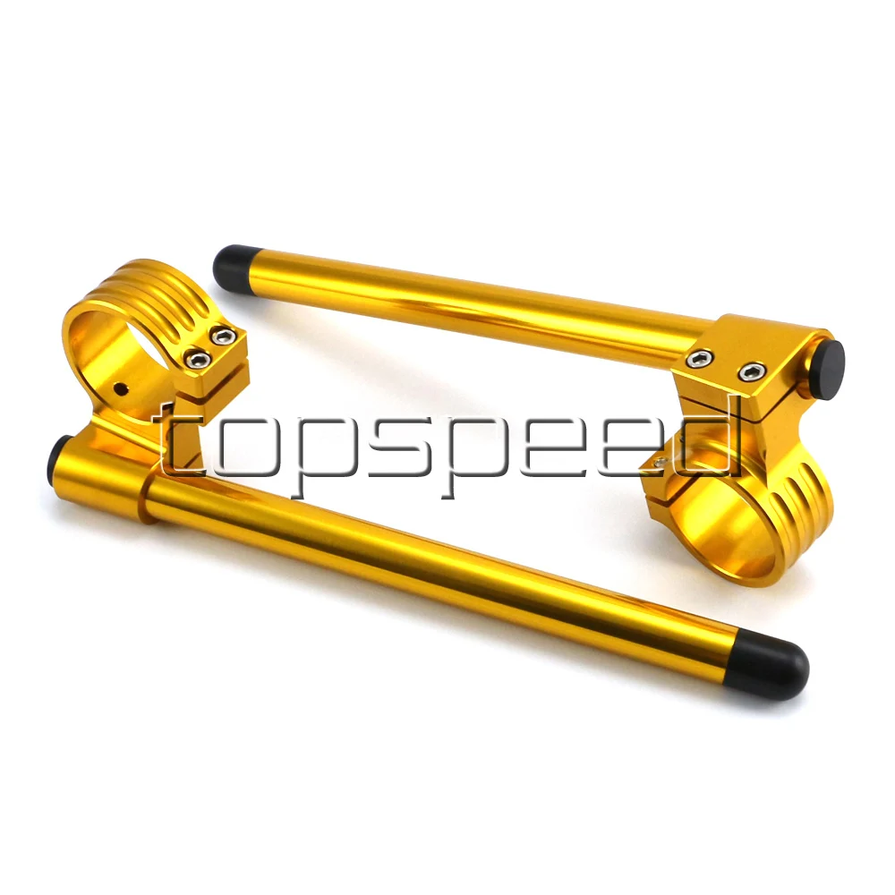 48MM Gold Motorcycle CNC High Lift Adjustable Clip Ons On Handle Bar Handlebar