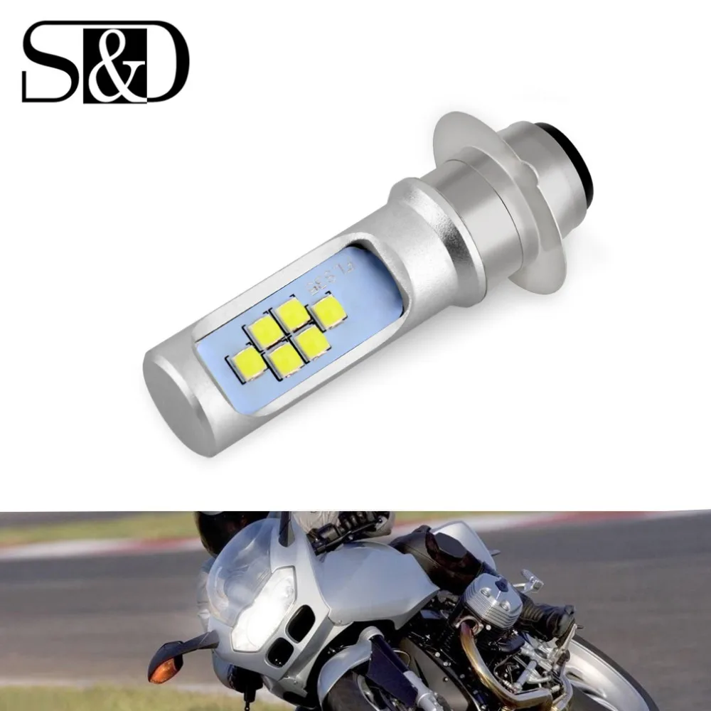 P15D LED Motorcycle Headlight Bulbs 12SMD 1200LM Hi low Fog Lights DRL Lamp Scooter Moto Headlamp 6000k White