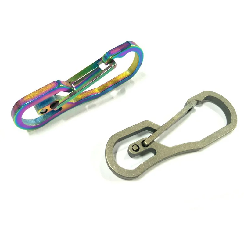 EDC Titanium Alloy Hooks Mechanic Press Key Ring Elastic Ring Fast Hanging Outdoor Multi-Functional Mountaineering Buckle Tools