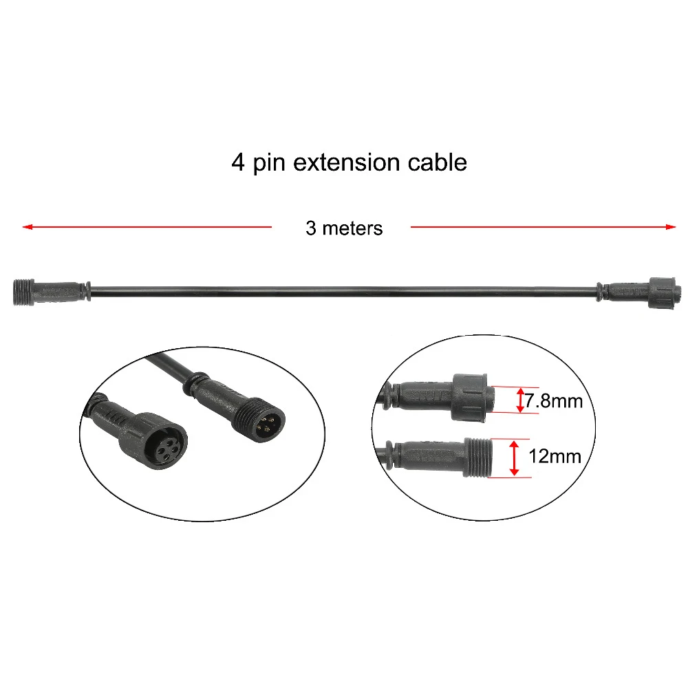 Brand  4PIN 1m/2m/3m IP67 Waterproof Extension Cable Connect Wire Power Cord Wire for RGB Color LED Light