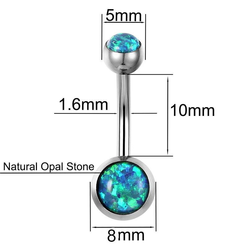 G23titan Fire Opal Stone Navel Piercing Titanium Anti Allergy Body Jewelry 14G 10mm Simple Belly Rings Women Sexy Accessories