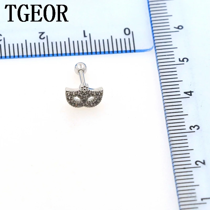 Mode 1 PAAR 16G Rvs kat masker mirco gem cubic CZ zircons oor tragus piercing oorbel