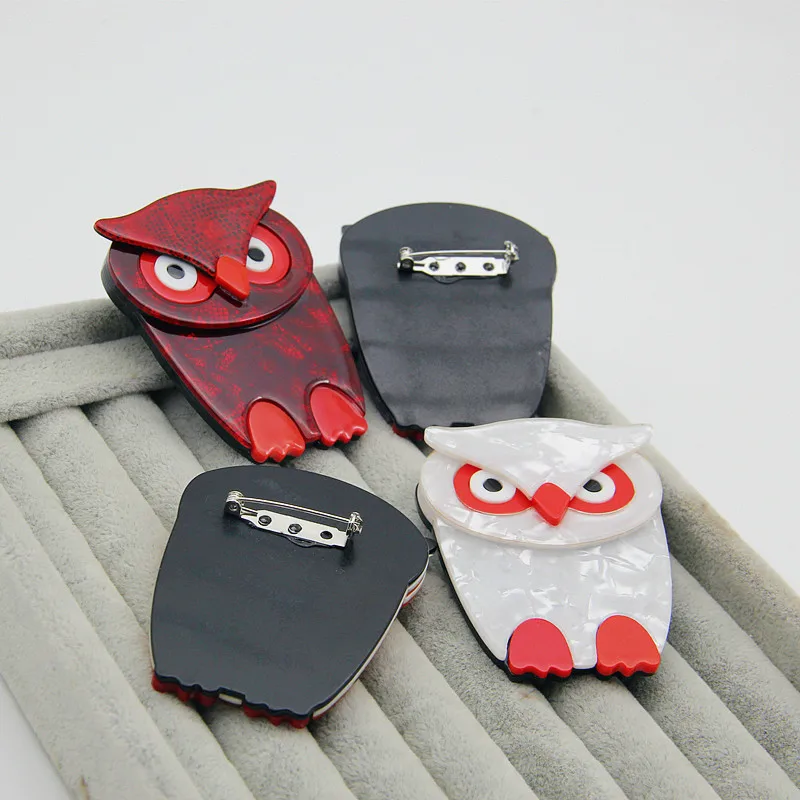 FishSheep Vintage Acrylic Owl Brooch for Women Big Resin Animal Birds Brooches Label Pins Collections Clothing Accessories Gifts