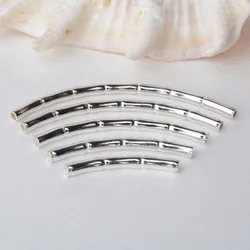 1piece, 2mm solid 925 sterling silver curved Bamboo tube spacer beads connector for necklace&pendant bracelet jewelry making