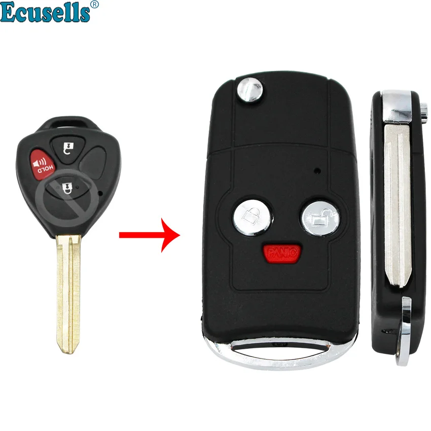 

2+1/3 buttons modified FOLDING FLIP Blank FOB CASE SHELL REMOTE KEY FOR TOYOTA Yaris Matrix Venza with TOY43 blade