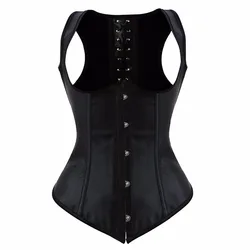 Sexy Underbust Corset Bustier Pattern Plus Size Corset Push Up Shoulder Straps Shapewear Vest Top Waist Cincher Black Basques