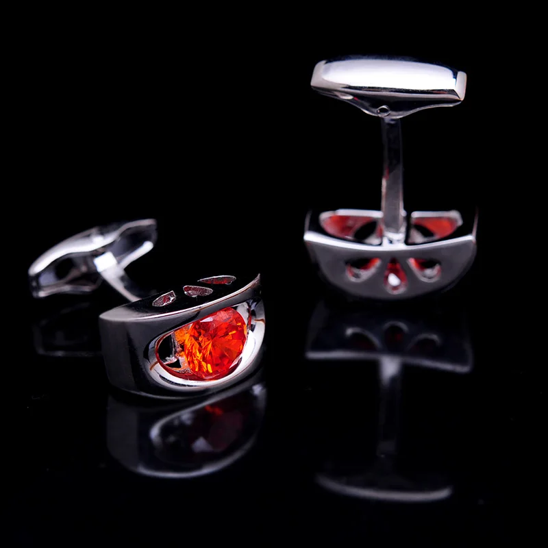 KFLK Jewelry shirt Fashion cufflink for mens Brand Orange Red Cuff link Luxury Wedding Button male High Quality guests