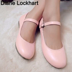 2024 Fashion Women Buckle Strap Mary Jane Flat Shoes Gril Casual Round Toe Sweet Ballet Flat Ankle Strap Larger Size 31 32 33 42