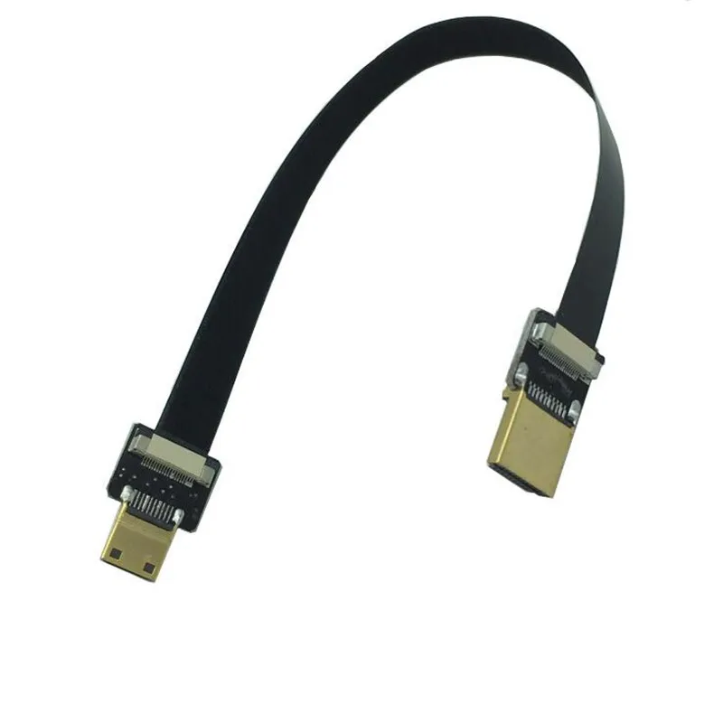 FPV HDMI ชายไปยัง Mini HDMI ประเภท C ชาย HDTV FPC Flat Cable สำหรับ Multicopter ถ่ายภาพ5ซม.-80ซม.