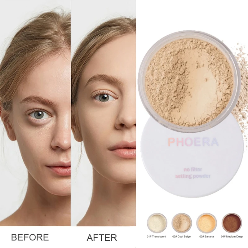 Loose Powder Smooth Setting Powder Oil control 4 Colors Face Skin Finish Powder Concealer Foundation Makeup Waterproof