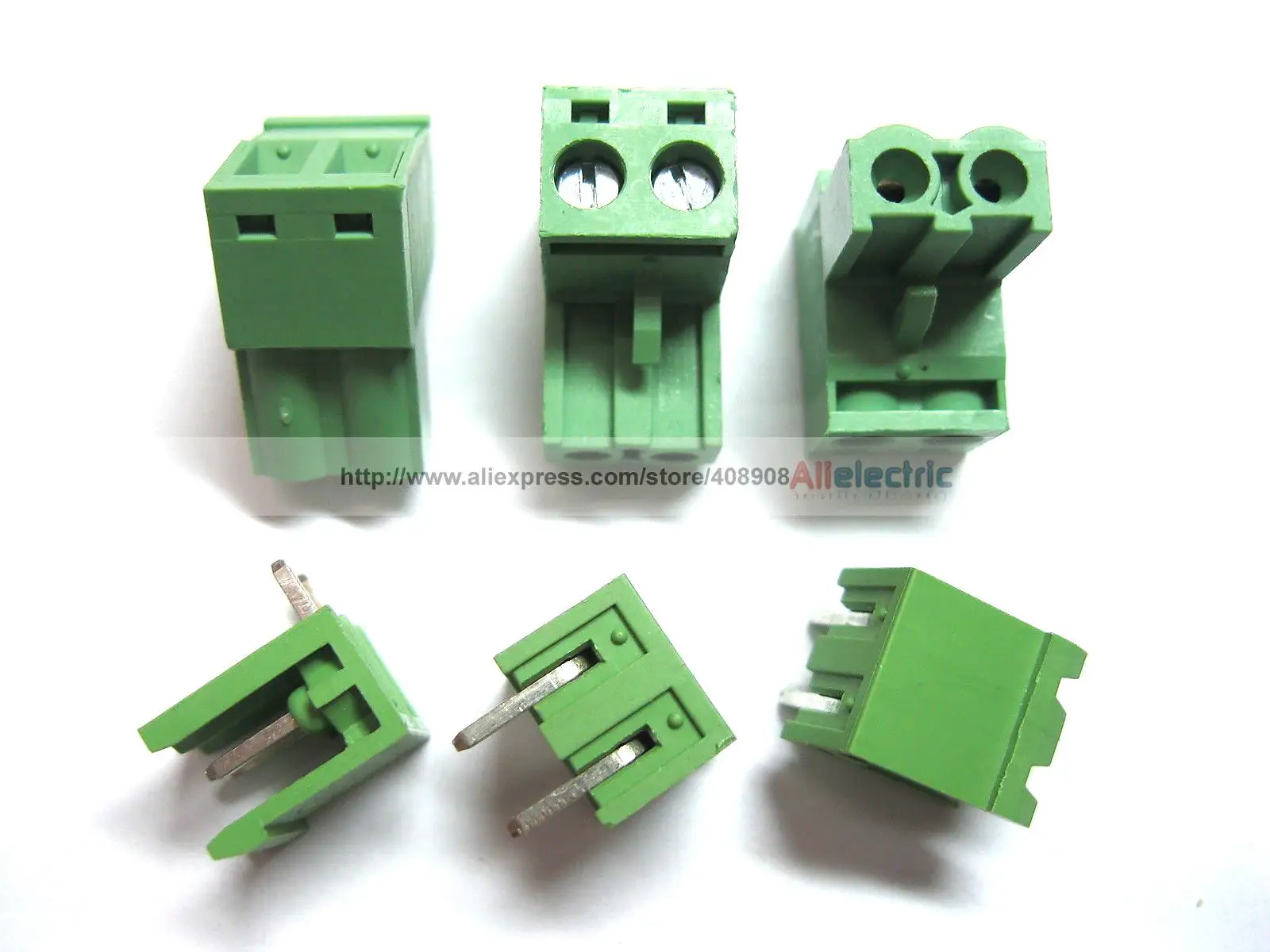 200 Pcs 5.08mm Angle 2 Pin Screw Terminal Block Connector Pluggable Type Green