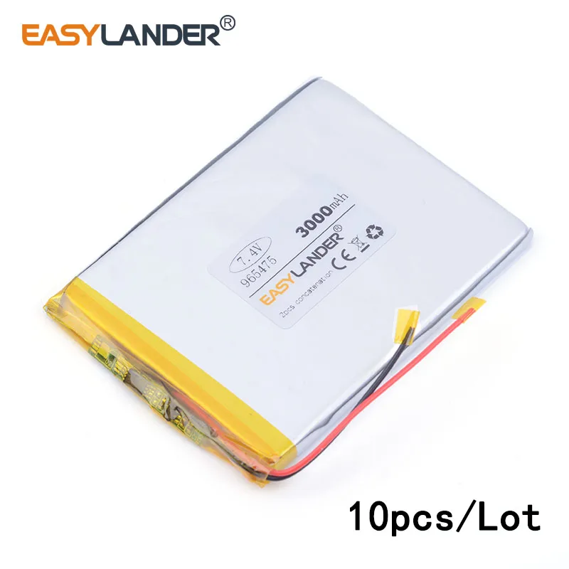 10pcs /Lot 7.4V 3000mAh 965475 lithium Li ion polymer rechargeable battery for tablet pc mp3 mp4 cell phone POWER BANK 955575