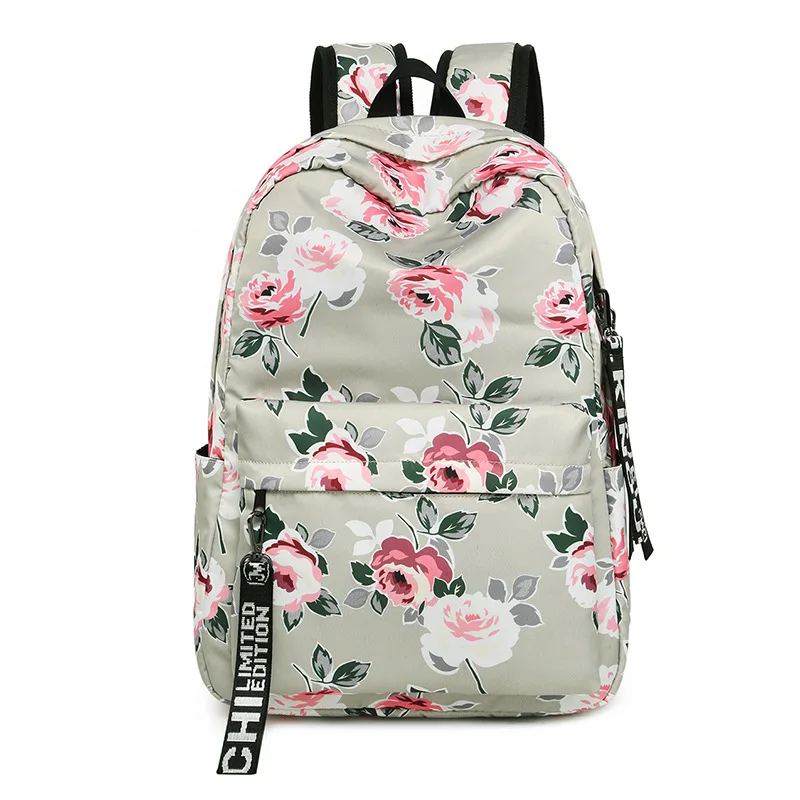 Fashion Water Resistant Nylon Women Backpack Flower Printing Female School Rucksack Girls Daily College Laptop Bagpack