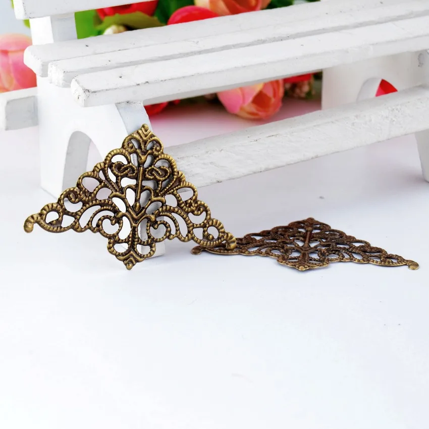 Retail 10Pcs Antique Bronze Filigree Wraps Connectors Metal Crafts Gift Decoration DIY Findings 5x3.2cm F0425