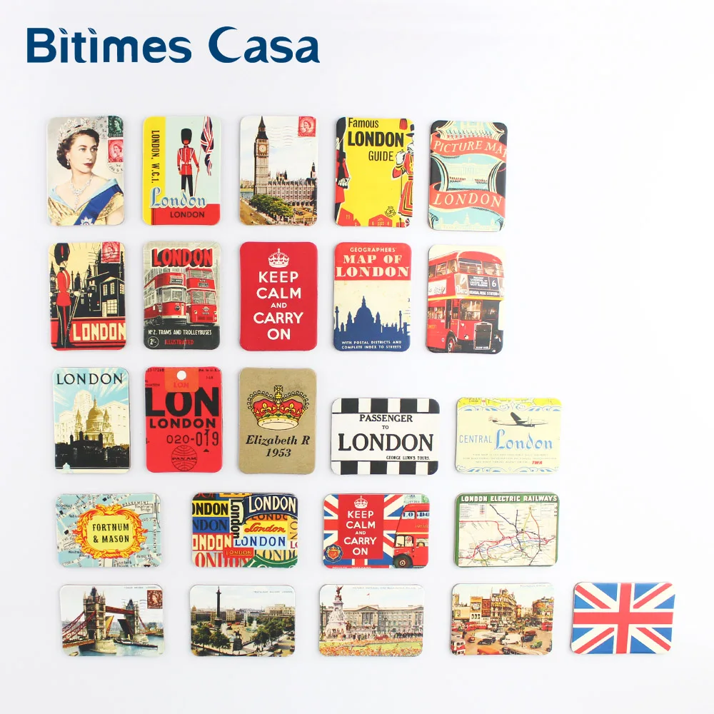 24 PCS Refrigerator Fridge Magnets UK England London Tower Bridge Home Decoration Set Travel Souvenir Queen Magnetic Stickers