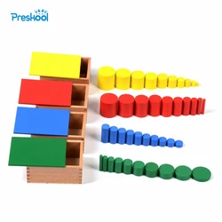 Baby Toy Learning Educational Toys  Knobless Cylinders Montessori Wooden 4 Sets of 10 Cylinders Great Gift for Children