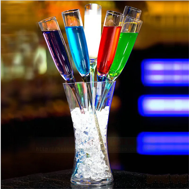 long foot creative beach glass Color glass Champagne Cup set beach bar KTV Special offer Goblet  A set of six cups and a base