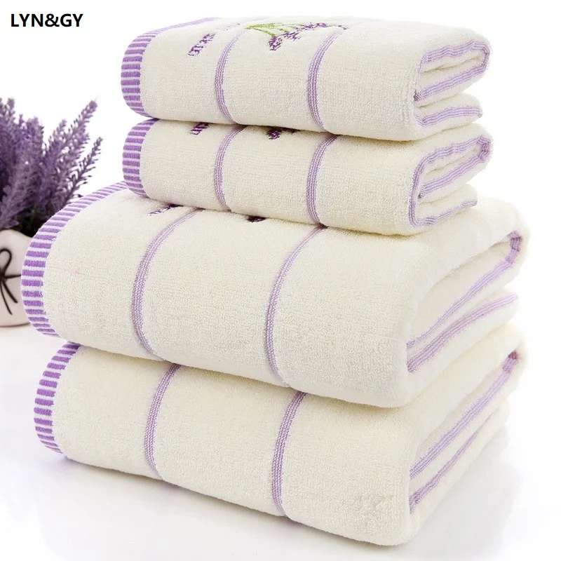 Luxury White Lavender Fabric Bath Towels Set for Adults and Children, Face Towel for Bathroom, 1PC, 2PCs, High Quality, New