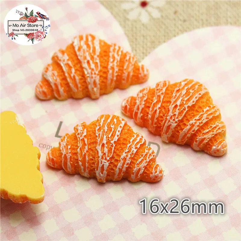 

10PCS Croissant Resin Flat back Cabochon Imitation Food Art Supply Decoration Charm Craft