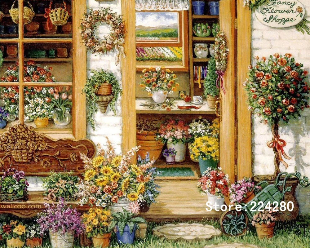 New Romantic Garden Flower Racks Needlework,For Embroidery,DIY 14CT Unprinted Cross stitch kits Cross-Stitching Decor Crafts