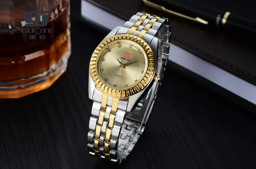 2023 New GUOTE Luxury Brand Gold and Silver Elegant Casual Quartz Watch Women Stainless Steel Dress Watches Relogio Feminino Hot