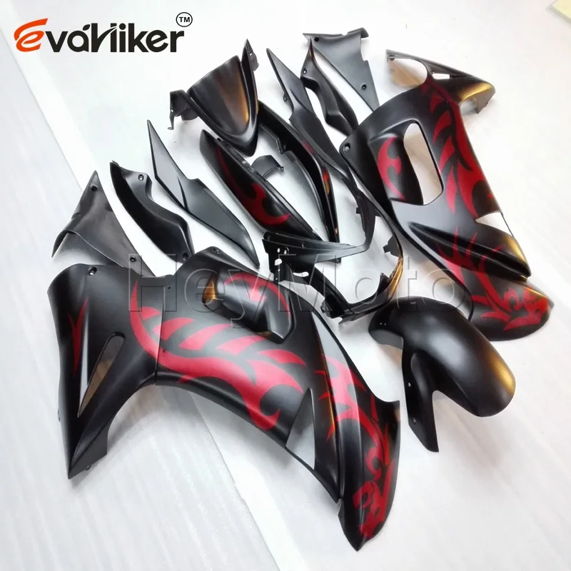 

motorcycle Fairing hull for 650R ER6f 2006 2007 2008 red flames ER-6f 06 07 08 ABS plastic panels kit H3