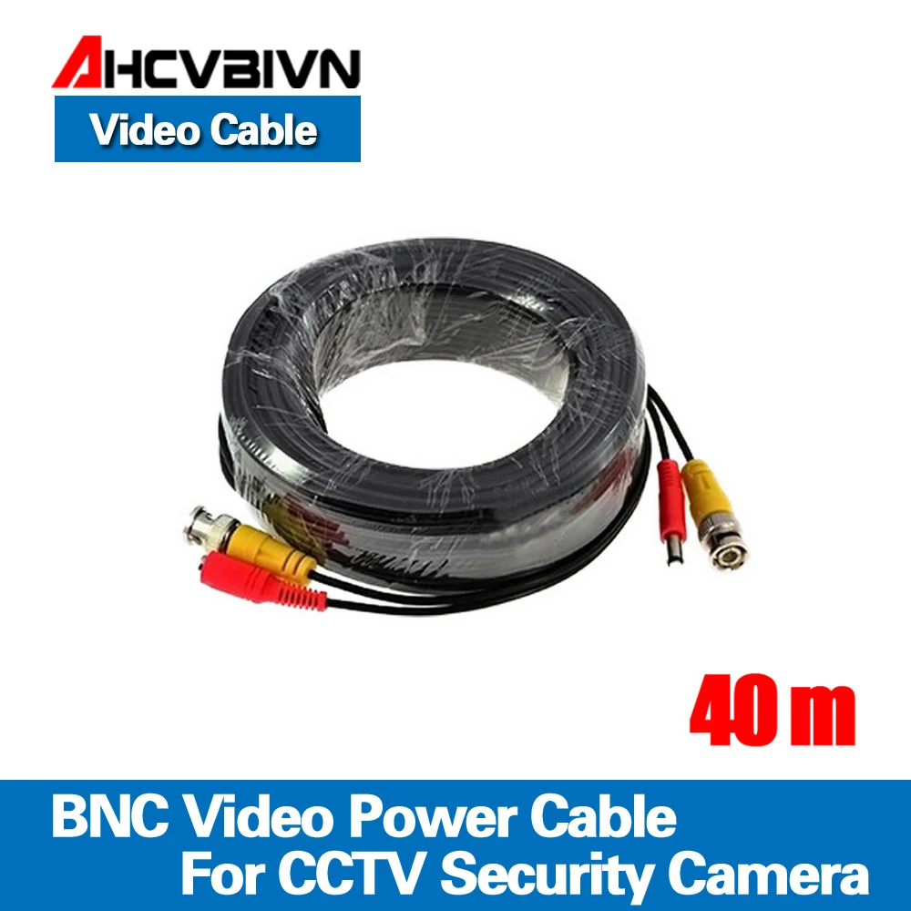 

New 40m BNC Video Power CableBNC + DC Plug Connector 4pcs/lot for CCTV Security Camera Kit Free Shipping