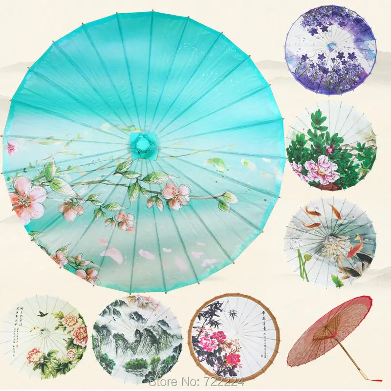 

Dia 84cm Chinease Craft Umbrella Parasol Traditional Non-waterproof Decoration Cosplay Dance Gift Long-handle Umbrella