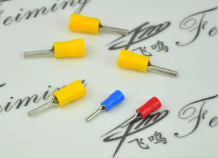 22-16AWG Insulated Pin Terminals Electrical Splice Crimp Connector Auto Wiring  PTV1.25-10 1.25-12 PTV2-10 2-12 PTV5.5-13
