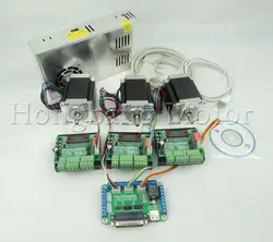 CNC Router Kit 3 Axis, 3pcs TB6560 stepper motor driver +one interface board + 3pcs Nema23 270 Oz-in motor + one power supply