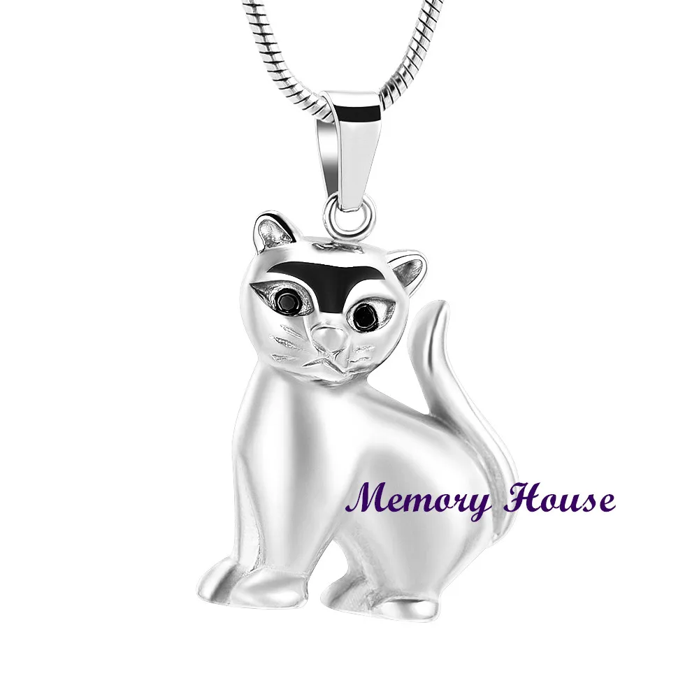 JJ118 NEW! Stainless Steel Cute Cat Cremation Jewelry For Ashes Loss Of Pet Memorial Urn Necklace Keepsake Pendant /Free Funnel