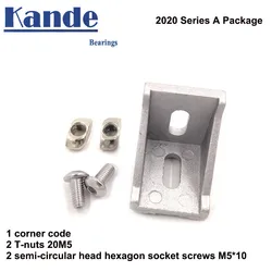 1 set 2020 corner angle aluminum 20 x 20x17 connector bracket fastener with slider nut T-nut M5 M5-10MM