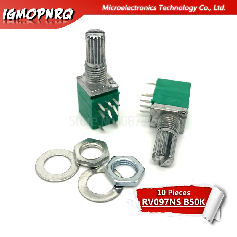 

10pcs 8pin RV097NS B50K 50K dual potentiometer B50K with switch audio amplifier sealing potentiometer RV097NS-B50K