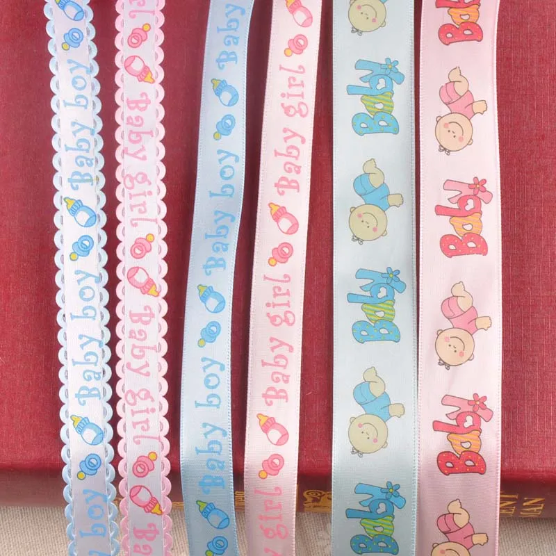 6yard/lot Mix Pink/blue Baby Ribbons Trim Lace Set for Bow Craft DIY Box Packing Art Sewing Accessories width 1.5/2.5cm CP2228