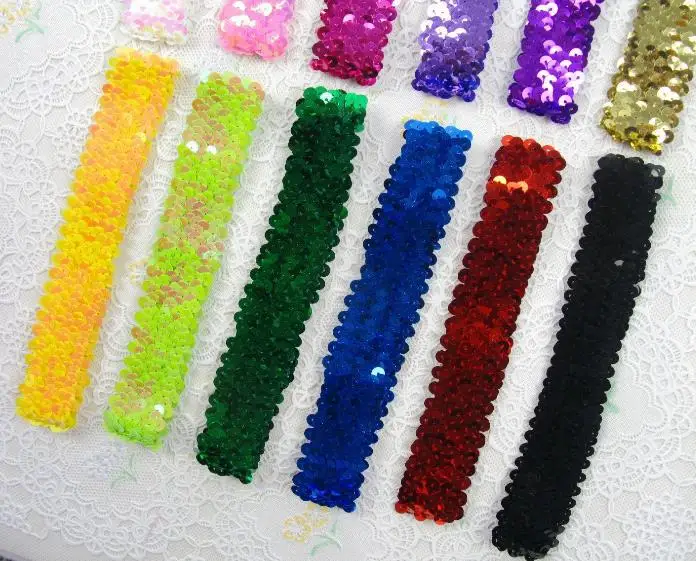 

baby girl stretch sequins headband party headwear children kids teens bling hair band XMAS hair jewelry 12 colors FAVORS gift