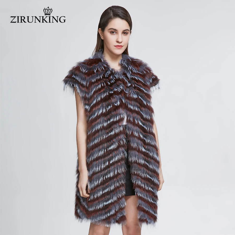 ZIRUNKING-سترة نسائية من فرو الثعلب الطبيعي ، معطف خريفي دافئ وخريفي بدون أكمام ، ZC1836