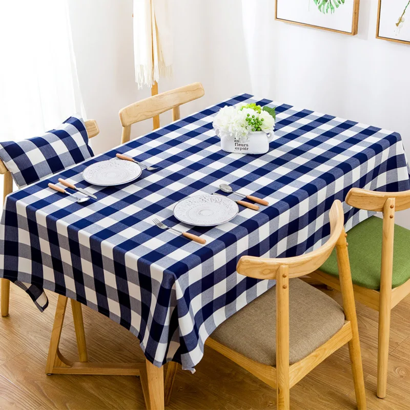 

New Waterproof Lattice Holiday Party Table Cover Cloth Plaid Tablecloth Yarn Dyed Plain Tablecloths Home Dining Room Decoration