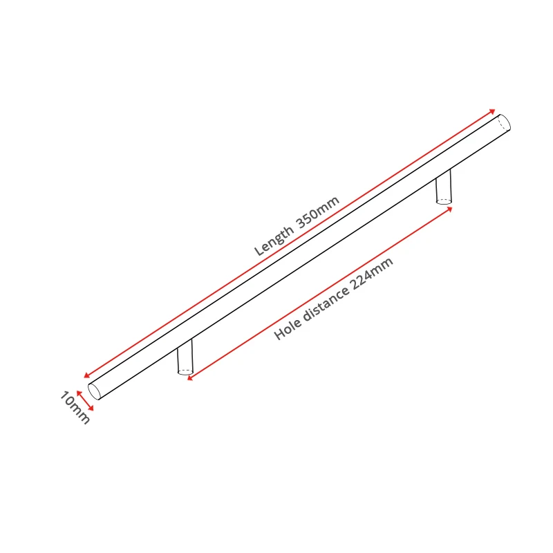 NAIERDI 2" ~ 24'' Edelstahl-Schrankgriffe, Durchmesser 10 mm, Küchentür, T-Stange, gerader Griff, Zugknöpfe, Möbelbeschläge