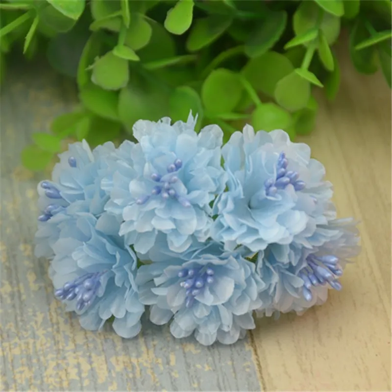 6/72/360pcs Silk Artificial Mini Rose Flowers Bouquet Multicolor Scrapbooking Fake Flower Stamen Wedding Decoration DIY Handmade