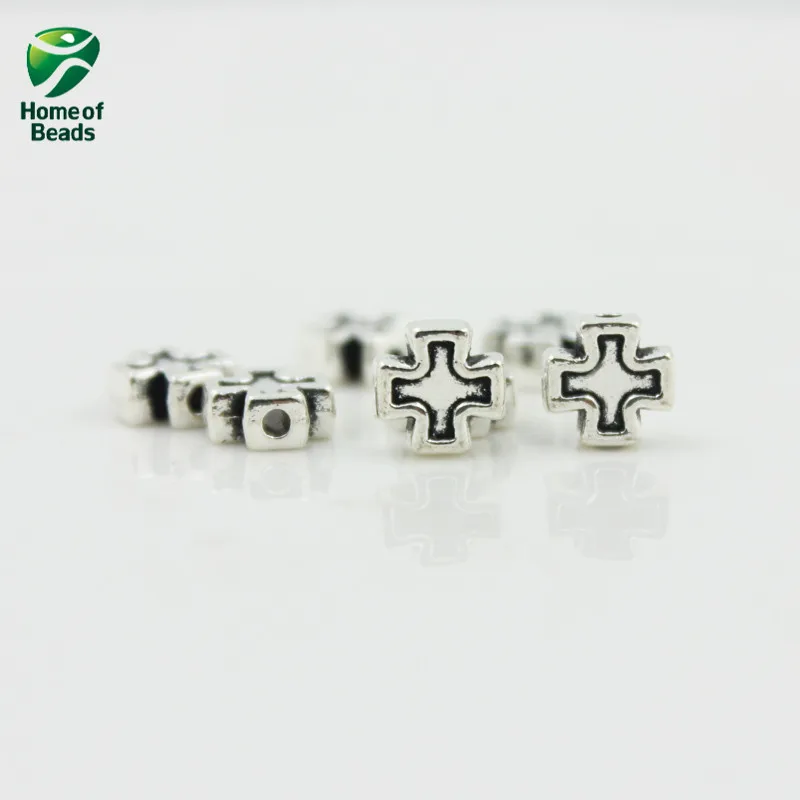 2020 New Fashion Wholesale Antique Silver Color Cross Accessories For Making Jewelry 8x8mm (50 Pieces/lot) ZA1051