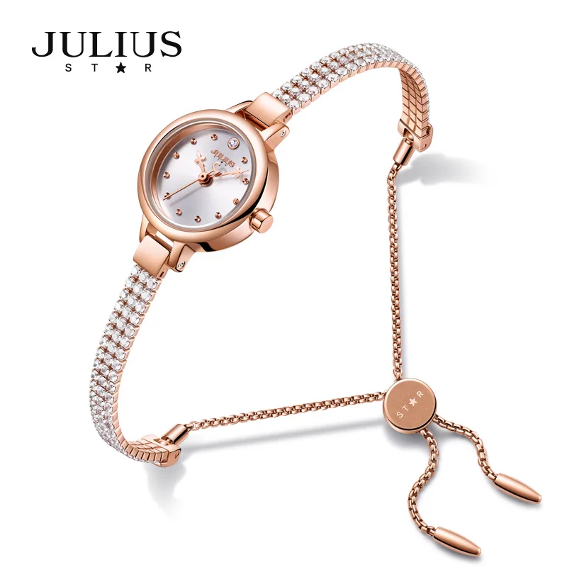 Julius watch Women\'s Top Quality Brass Superb Bracelet Clock Full Colorful Diamond Dress Watch 30M Wtaerproof Gift Watch JS-007