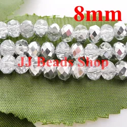 7.11USD/360pcs 8mm AAA  top quality crystal glass 5040 rondelle beads clear half silver colour 360pcs/lot free shipping R080432