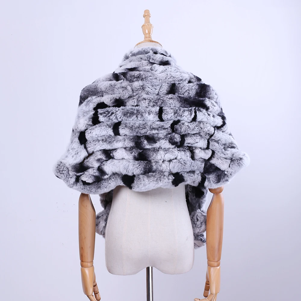 Brand New Women\'s Lady Fashion Genuine Rex Rabbit Fur Shawl Poncho Fur Cape Scarfs Scarves Wraps Real Fur Pashmina