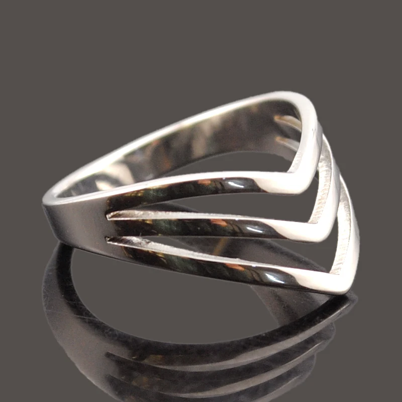 Dolaime  stainless steel Women Fashion V-Groove simple Egyptian retro style exquisite ring  GR583