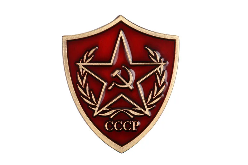 soviet cccp red star flag emblem socialism russian lapel pin badge victory day collect