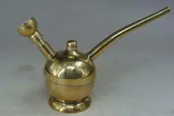 Collectable  Chinese Pure Brass Carved  Water smoking tool / pipe Exquisite Small Pendant Statues