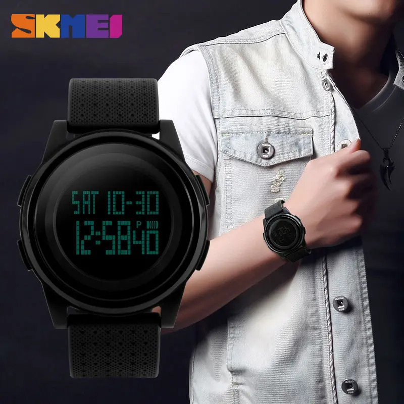 SKMEI Fashion Casual Sport Watch Men Alarm Clock Simple Luxurious Brand 3BarWaterproof Digital Watches reloj hombre 1206