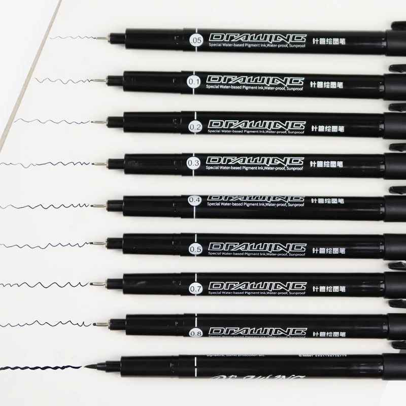 

8+1Pcs Needle Tip Graphic Pen Set Markers Pigment Sketch Pen Set For Manga Drawing Markers Fine Draw Graphic Art Supplies New